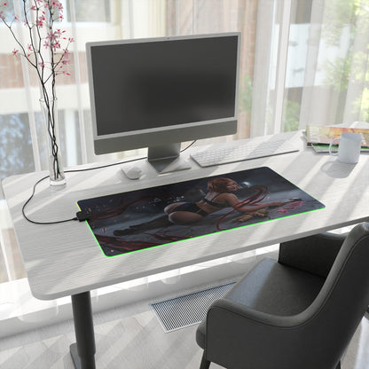 Jujutsu Kaisen Mouse Pad, Nobara Kugisaki LED RGB Desk Mat, Gift for Gamer, Anime Room Decor - Nobara fierce hammer LED desk mat on white gaming desk