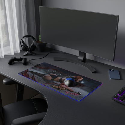 Jujutsu Kaisen Mouse Pad, Nobara Kugisaki LED RGB Desk Mat, Gift for Gamer, Anime Room Decor - Nobara fierce hammer design RGB desk mat