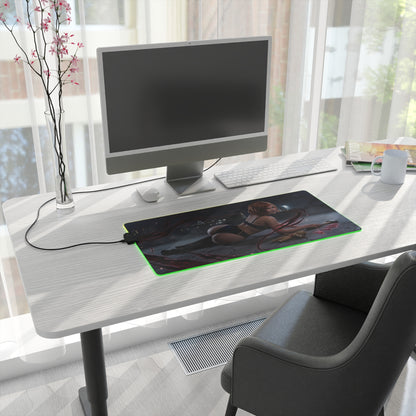 Jujutsu Kaisen Mouse Pad, Nobara Kugisaki LED RGB Desk Mat, Gift for Gamer, Anime Room Decor — Nobara on illuminated gaming desk mat