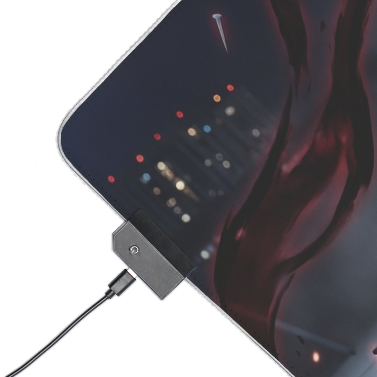 Jujutsu Kaisen Mouse Pad, Nobara Kugisaki LED RGB Desk Mat, Gift for Gamer, Anime Room Decor — night city LED edge close-up