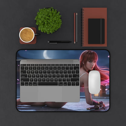 Kasumi Mouse Pad – Fighting Game Gaming Mouse Pad, Stylish Gamer Desk Decor on desk featuring character art, smooth tracking and stitched edge