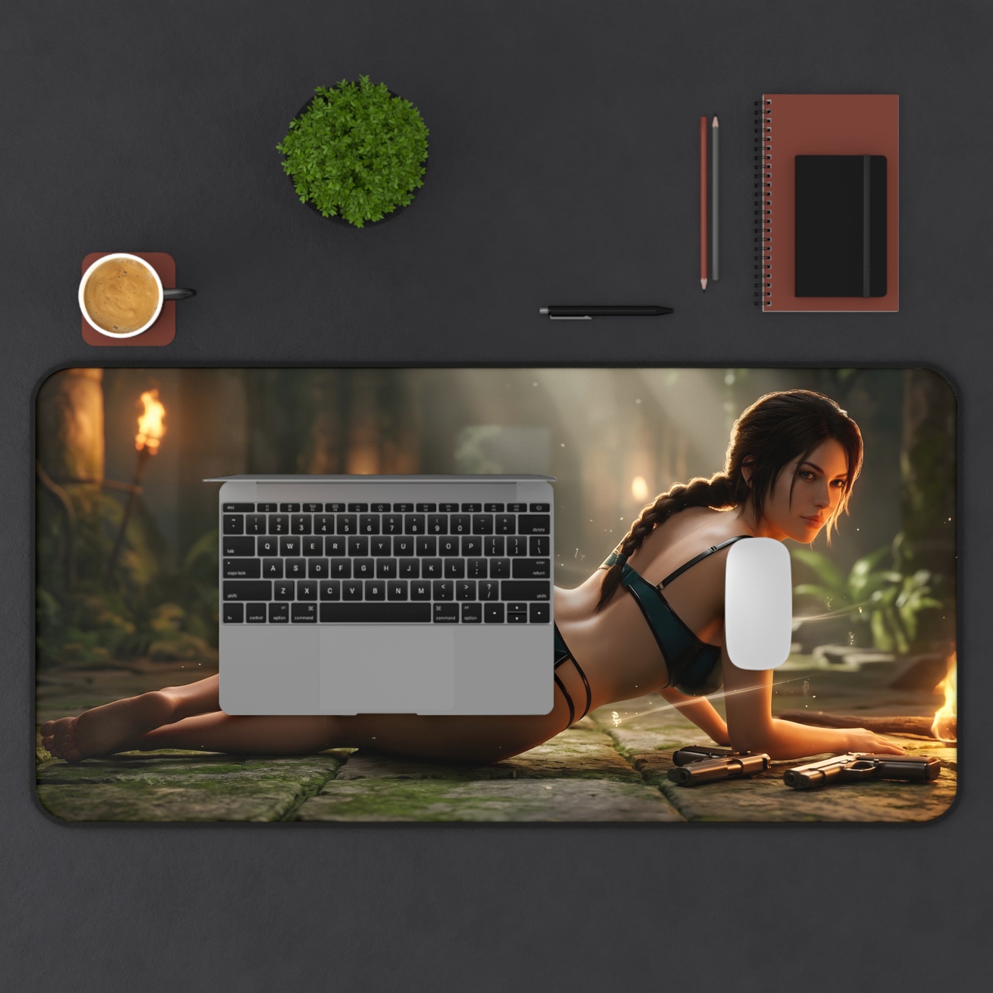 Lara Croft Mouse Pad – Adventure Game Gaming Mouse Pad, Stylish Gamer Desk Decor featuring action-ready character artwork and durable stitched edges