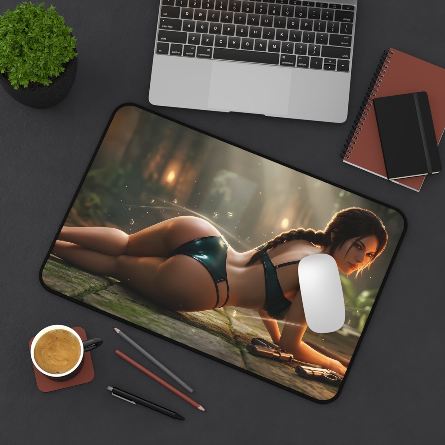 Lara Croft Mouse Pad – Adventure Game Gaming Mouse Pad, Stylish Gamer Desk Decor showcasing character artwork on a premium stitched gaming mouse pad