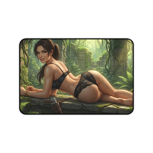 Lara Croft Mouse Pad – Tomb Raider Gaming Mouse Pad, Stylish Gamer Desk Decor featuring detailed Lara Croft artwork on a premium stitched gaming mouse pad