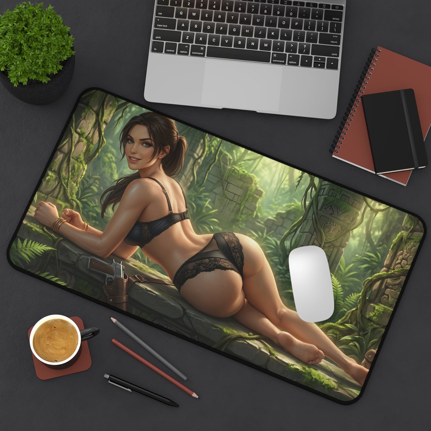 Lara Croft Mouse Pad – Tomb Raider Gaming Mouse Pad, Stylish Gamer Desk Decor featuring detailed Lara Croft artwork on premium stitched gaming mouse pad