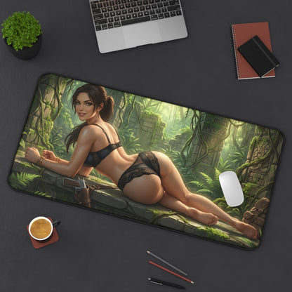 Lara Croft Mouse Pad – Tomb Raider Gaming Mouse Pad, Stylish Gamer Desk Decor featuring Lara Croft art on a large gaming mouse pad