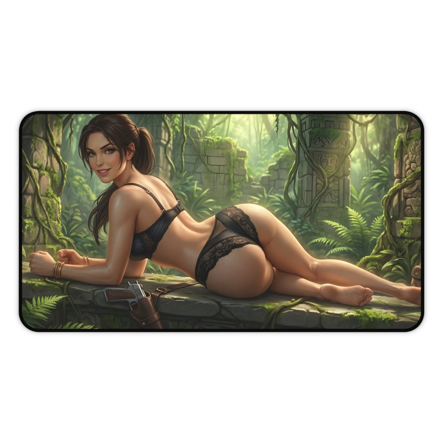 Lara Croft Mouse Pad – Tomb Raider Gaming Mouse Pad, Stylish Gamer Desk Decor featuring Lara Croft artwork on a premium gaming desk mat