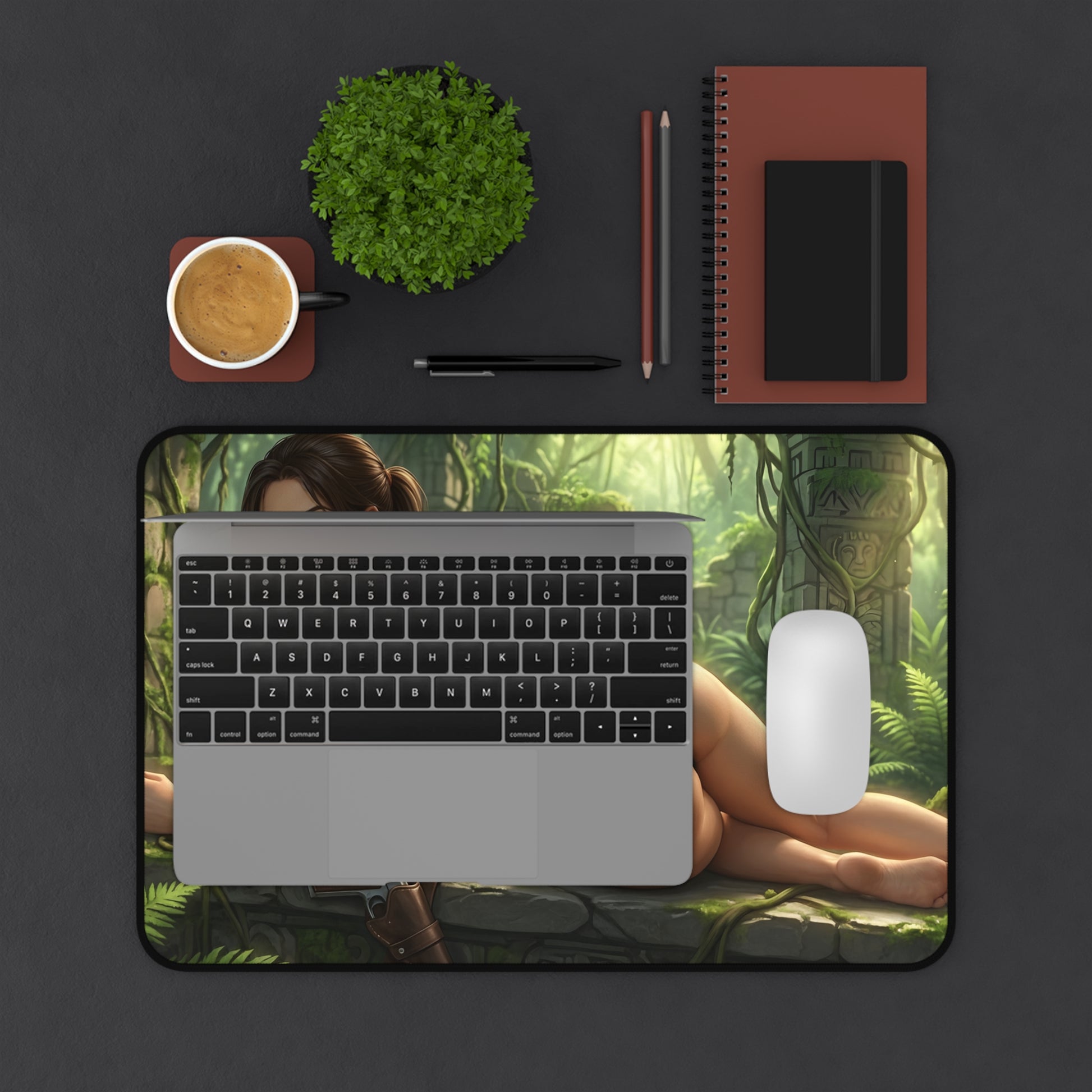 Lara Croft Mouse Pad – Tomb Raider Gaming Mouse Pad, Stylish Gamer Desk Decor with jungle artwork, smooth tracking and stitched edges