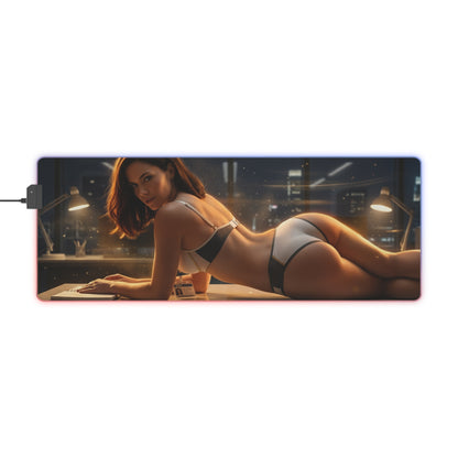 DC Mouse Pad – Lois Lane LED RGB Desk Mat, Superhero Gamer Room Decor, Gift for Comic Fan featuring Lois Lane in a cinematic newsroom night scene on RGB desk mat