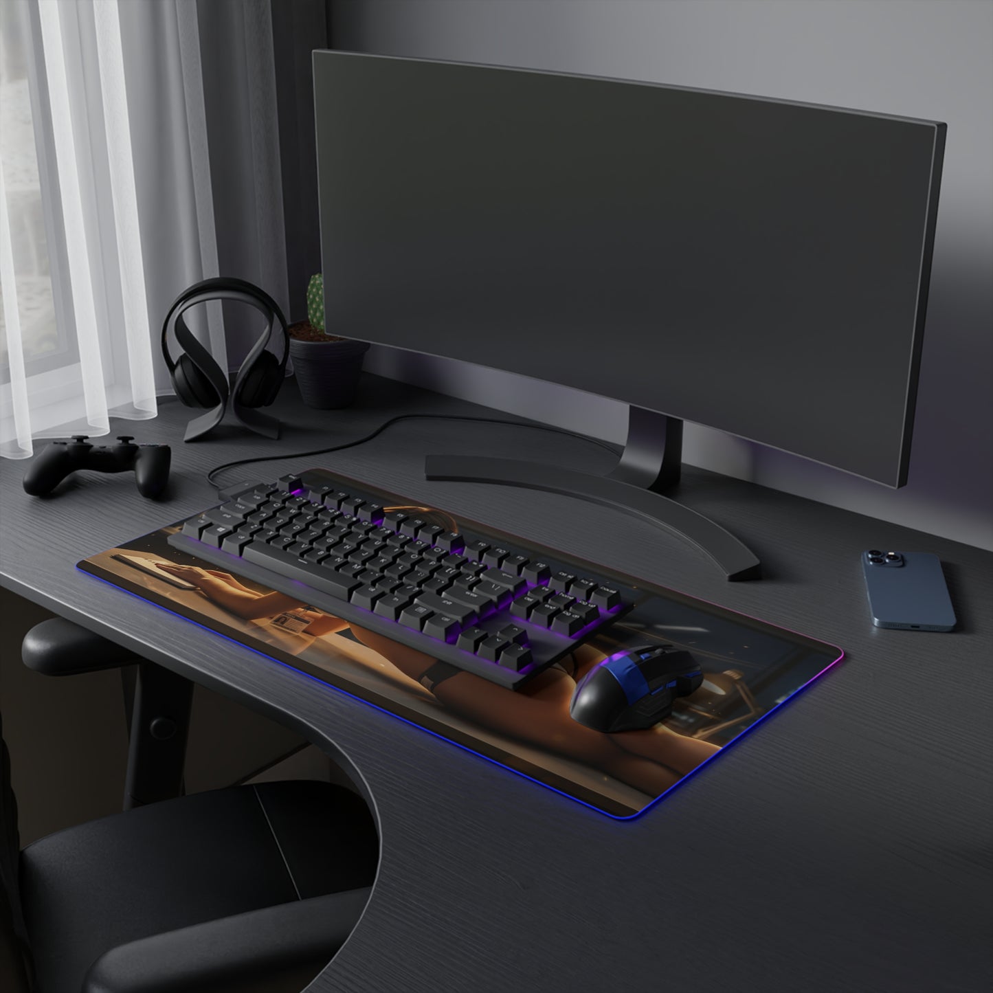 DC Mouse Pad – Lois Lane LED RGB Desk Mat, Superhero Gamer Room Decor, Gift for Comic Fan on gaming desk with LED RGB glow and ultra-smooth surface