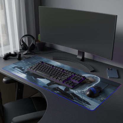 Marvel Mouse Pad, Black Cat LED RGB Desk Mat, Gift for Gamer, RGB Room Decor — sleek Black Cat gaming desk mat with RGB edge lighting