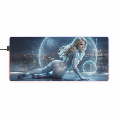 Marvel Mouse Pad, Invisible Woman Illuminated LED Desk Mat, Gift for Gamer - sleek precision-cloth gaming mat with Invisible Woman energy-field artwork and LED glow