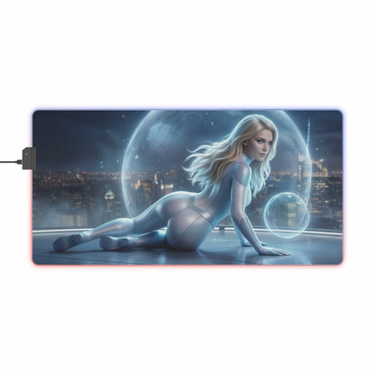 Marvel Mouse Pad, Invisible Woman Illuminated LED Desk Mat, Gift for Gamer — sleek LED desk mat featuring Invisible Woman artwork and precision cloth surface