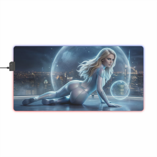 Marvel Mouse Pad, Invisible Woman Illuminated LED Desk Mat, Gift for Gamer — sleek LED desk mat featuring Invisible Woman artwork and precision cloth surface
