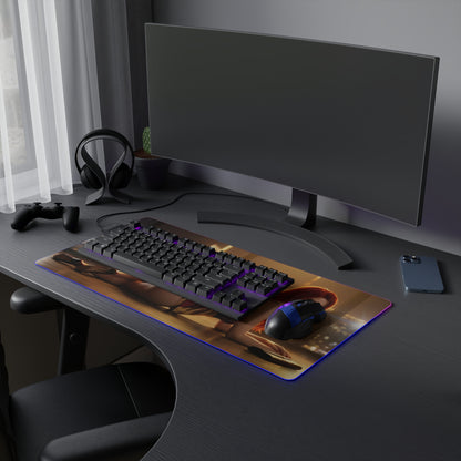 Marvel Mouse Pad, Mary Jane LED RGB Desk Mat, Gift for Gamer, Superhero Room Decor — oversized RGB gaming desk mat with Mary Jane city skyline artwork