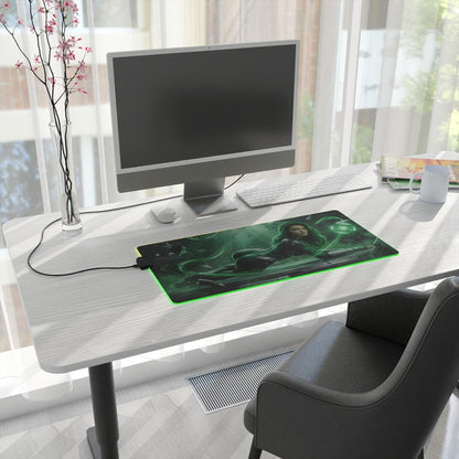 Marvel Mouse Pad, Polaris LED RGB Desk Mat, Gift for Gamer, Superhero Room Decor - green superhero gaming desk mat with magnetic LED glow