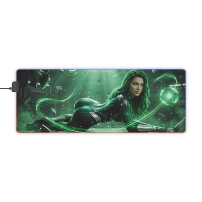 Marvel Mouse Pad, Polaris LED RGB Desk Mat, Gift for Gamer, Superhero Room Decor - green-powered heroine LED gaming desk mat with precision cloth surface