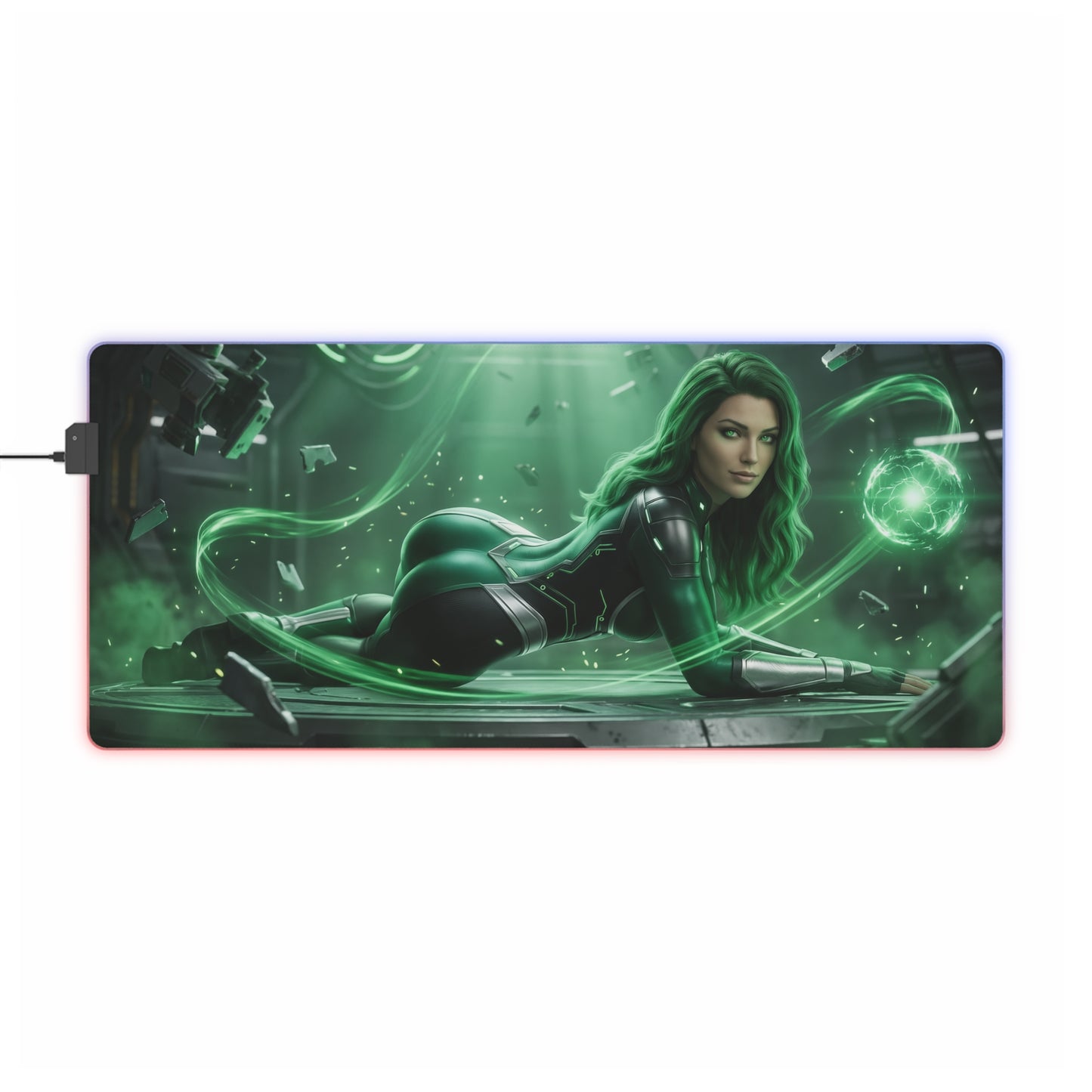 Marvel Mouse Pad, Polaris LED RGB Desk Mat, Gift for Gamer, Superhero Room Decor – green-energy superhero gaming desk mat with precision cloth surface