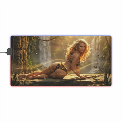 Marvel Mouse Pad, Shanna LED RGB Desk Mat, Gift for Gamer, Jungle Hero Room Decor – Shanna jungle pose on LED RGB gaming desk mat