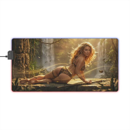 Marvel Mouse Pad, Shanna LED RGB Desk Mat, Gift for Gamer, Jungle Hero Room Decor — LED RGB desk mat with Shanna jungle artwork, precision cloth surface