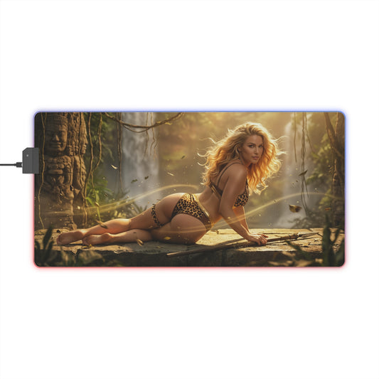 Marvel Mouse Pad, Shanna LED RGB Desk Mat, Gift for Gamer, Jungle Hero Room Decor — LED RGB desk mat with Shanna jungle artwork, precision cloth surface
