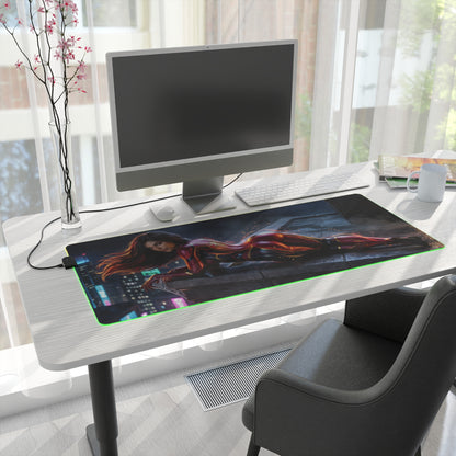 Marvel Mouse Pad, Spider-Woman LED RGB Desk Mat, Gift for Gamer, Superhero Room Decor - Spider-Woman gaming desk mat with RGB lighting and precision cloth surface