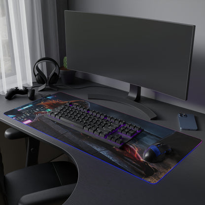 Marvel Mouse Pad, Spider-Woman LED RGB Desk Mat, Gift for Gamer, Superhero Room Decor - large RGB gaming desk mat with Spider-Woman art