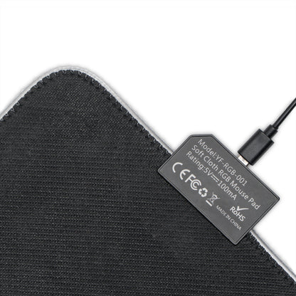 Marvel Mouse Pad, Storm LED RGB Desk Mat, Gift for Gamer, Superhero Room Decor - close-up of stitched black precision-cloth surface with USB RGB controller cable