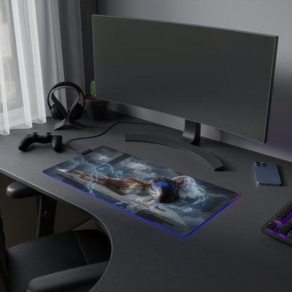 Marvel Mouse Pad, Storm LED RGB Desk Mat, Gift for Gamer, Superhero Room Decor - Storm artwork RGB desk mat on gaming setup