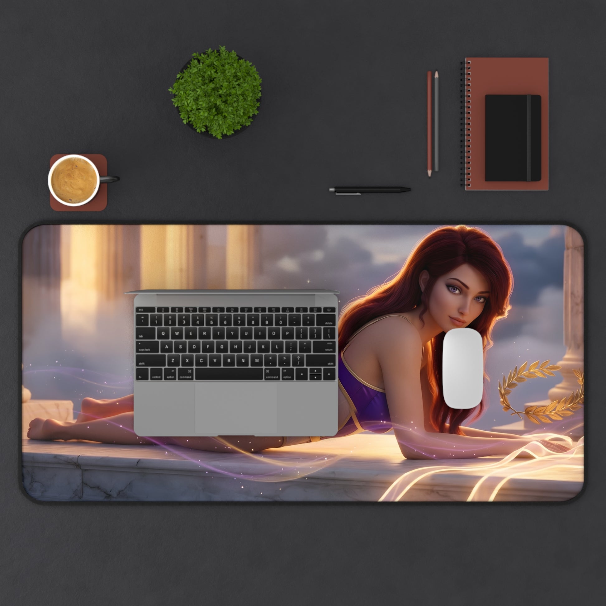 Megara Mouse Pad – Mythology Gaming Mouse Pad, Stylish Gamer Desk Decor: panoramic desk mat with Megara character artwork, smooth control, stitched edges