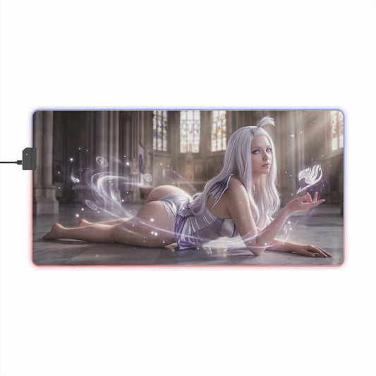 Fairy Tail Mouse Pad, Mirajane Strauss LED RGB Desk Mat, Gift for Gamer, Anime Room Decor — Mirajane Strauss glowing anime LED desk mat