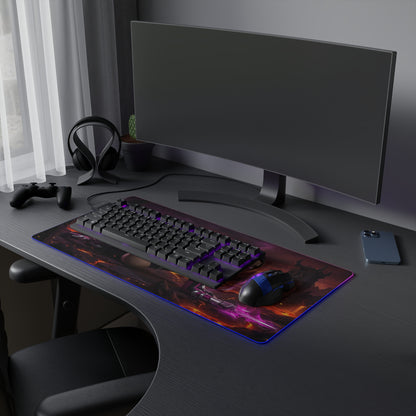 Mortal Kombat Mouse Pad, Mileena LED RGB Desk Mat, Gift for Gamer, Fighting Game Decor — Mileena artwork on gaming desk with RGB lighting