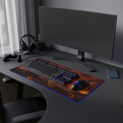 Mortal Kombat Mouse Pad, Sheeva LED RGB Desk Mat, Gift for Gamer, Fighting Game Room Decor showcasing Sheeva artwork on a gaming desk with keyboard and mouse