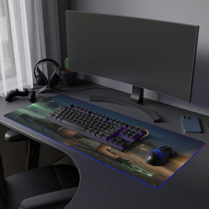 Mortal Kombat Mouse Pad, Sonya Blade LED RGB Desk Mat, Gift for Gamer, Fighting Game Room Decor showing Sonya Blade artwork on RGB oversized desk mat
