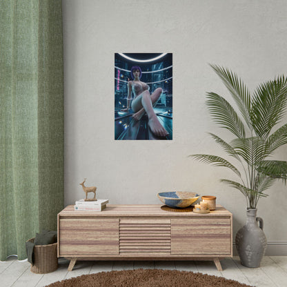 Motoko Kusanagi Poster / Motoko Kusanagi Wall Art / Motoko Kusanagi Art Print / Ghost in the Shell Poster - cyberpunk heroine wall art in modern room