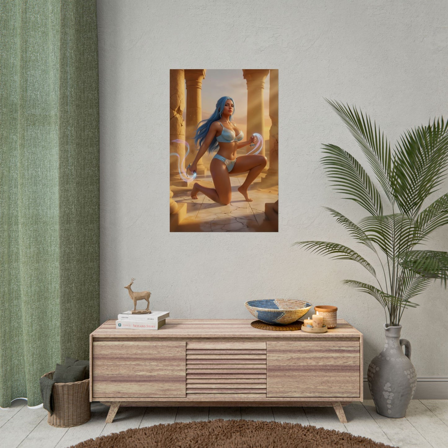Nefertari Vivi Poster / Nefertari Vivi Wall Art / Nefertari Vivi Art Print / One Piece Poster showing princess in sunlit palace, elegant anime wall decor