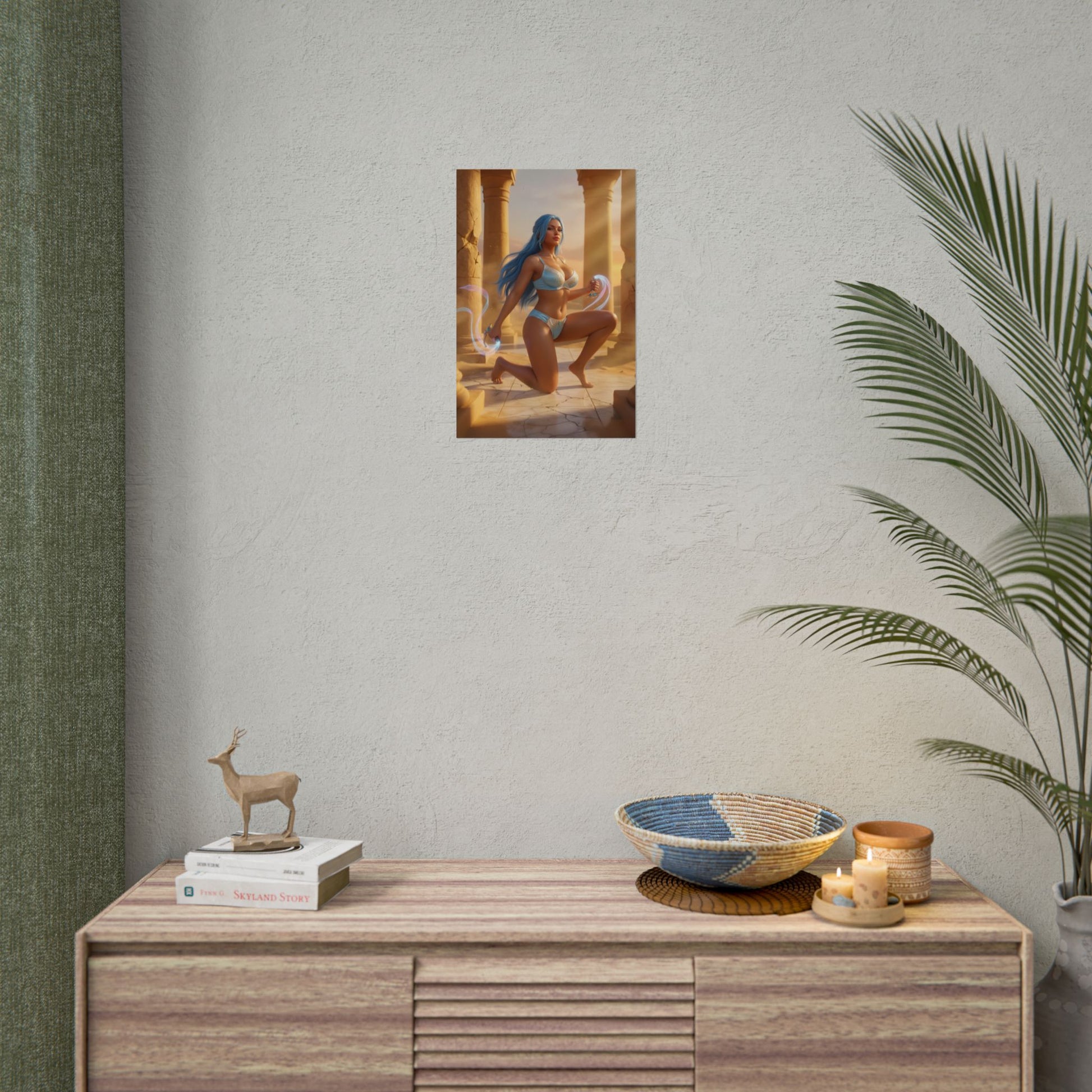 Nefertari Vivi Poster / Nefertari Vivi Wall Art / Nefertari Vivi Art Print / One Piece Poster showing princess in sunlit palace, flowing fabrics, warm tones