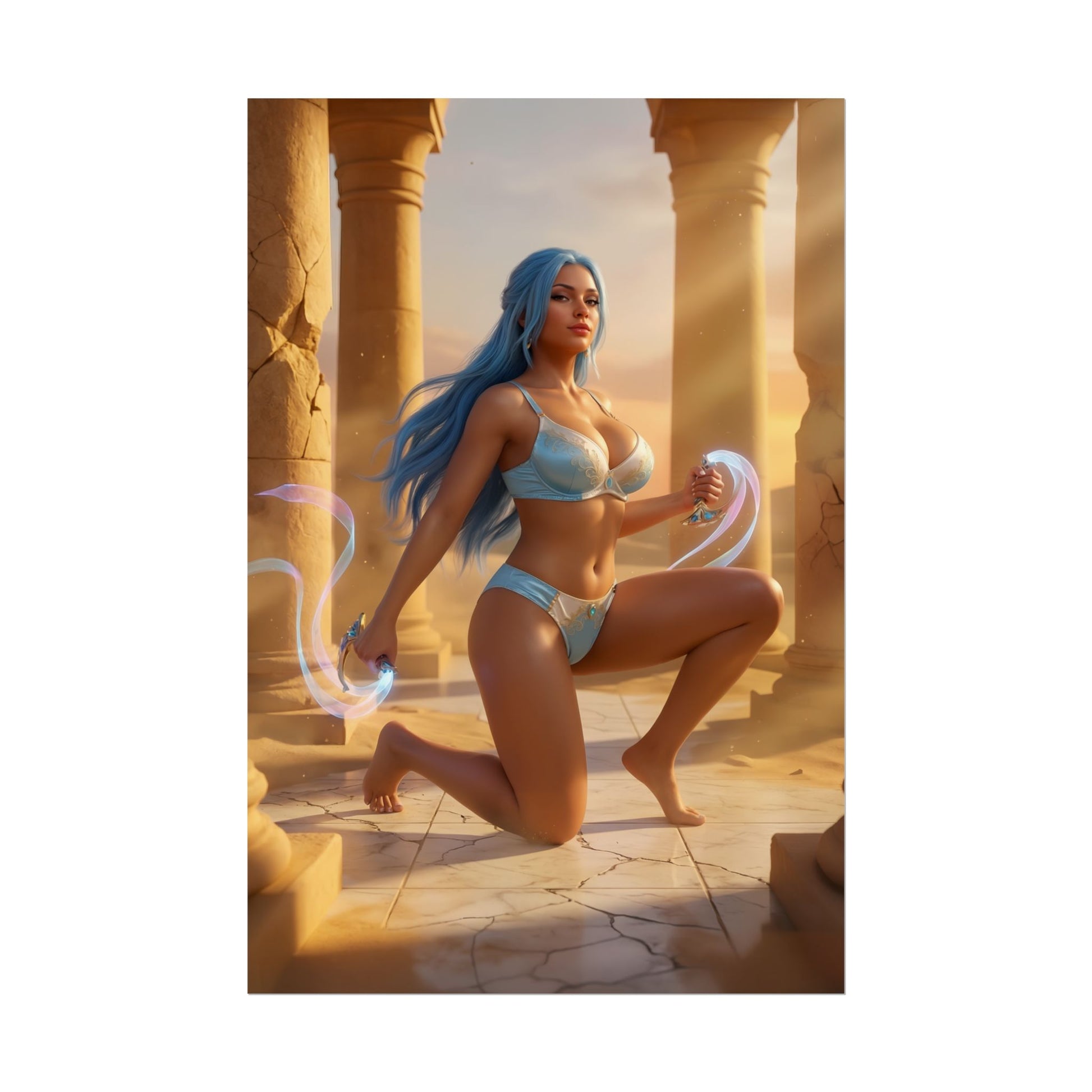 Nefertari Vivi Poster / Nefertari Vivi Wall Art / Nefertari Vivi Art Print / One Piece Poster - elegant princess in sunlit palace with flowing fabrics and warm tones