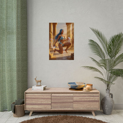 Nefertari Vivi Poster / Nefertari Vivi Wall Art / Nefertari Vivi Art Print / One Piece Poster showcasing princess in sunlit palace with flowing fabrics