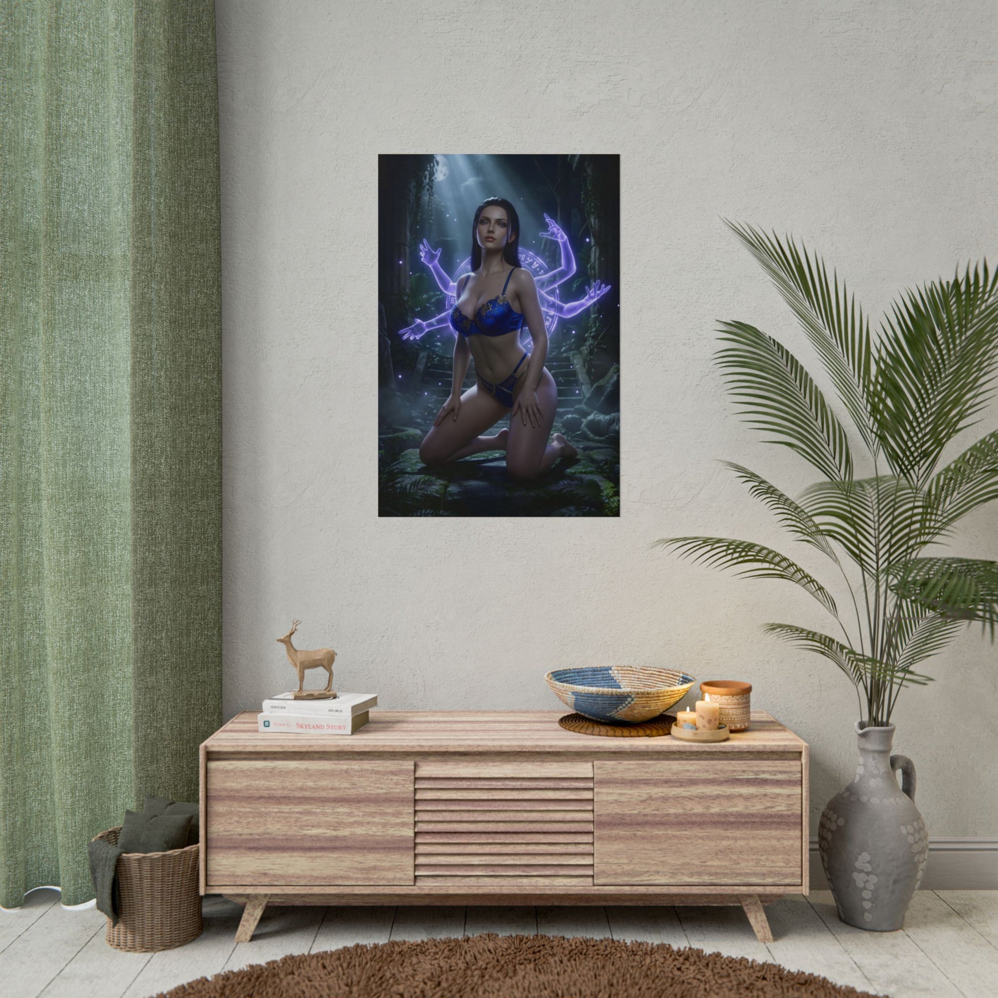 Nico Robin Poster / Nico Robin Wall Art / Nico Robin Art Print / One Piece Poster — elegant Nico Robin kneeling with spectral arms and ancient ruins