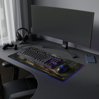 Nico Robin RGB Mouse Pad – One Piece Illuminated Desk Mat, Anime Gamer Decor on RGB-lit extended desk mat with keyboard and mouse