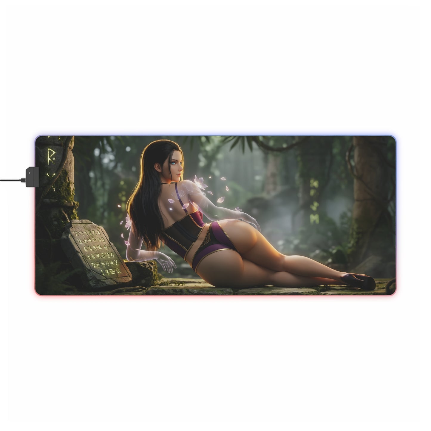 Nico Robin RGB Mouse Pad – One Piece Illuminated Desk Mat, Anime Gamer Decor featuring reclining Nico Robin artwork with RGB edge lighting and non-slip base