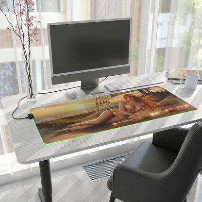 One Piece Mouse Pad, Nami LED RGB Desk Mat, Gift for Gamer, Anime Room Decor — Nami sunset ocean gaming desk mat with RGB edge