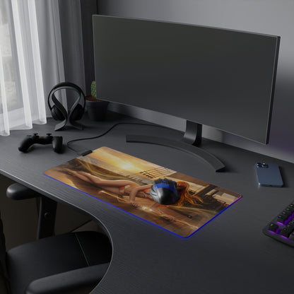 One Piece Mouse Pad, Nami LED RGB Desk Mat, Gift for Gamer, Anime Room Decor — Nami sunset ocean anime gaming desk mat with RGB glow