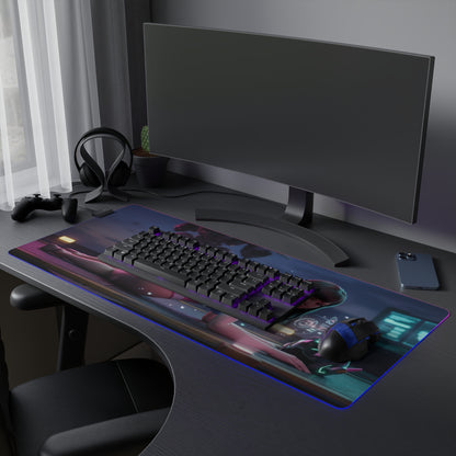 Overwatch Mouse Pad, D.Va LED RGB Desk Mat, Gift for Gamer, Anime Gaming Decor — RGB gaming desk mat with D.Va mech artwork and smooth precision-cloth surface