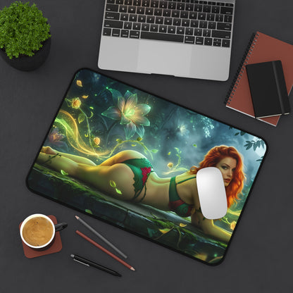 Poison Ivy Mouse Pad – Comic Style Gaming Mouse Pad, Stylish Gamer Desk Decor showing vibrant comic-style Poison Ivy artwork on a gaming desk
