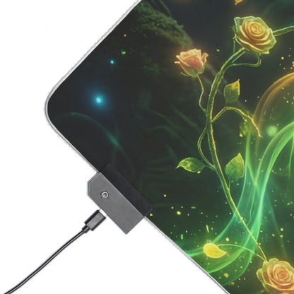 Poison Ivy RGB Mouse Pad – DC Comics LED Desk Mat, Superhero Gamer Decor edge-lit floral artwork with USB controller and green botanical details