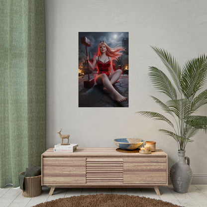Power Poster / Power Wall Art / Power Art Print / Chainsaw Man Poster featuring Chainsaw Man’s Blood Devil in fiery urban action scene