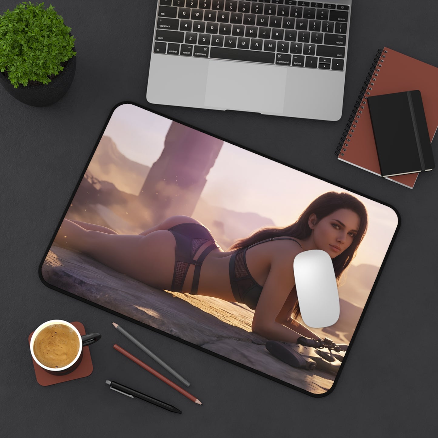 Quiet Mouse Pad – Tactical Game Gaming Mouse Pad, Stylish Gamer Desk Decor showing premium tactical artwork and smooth glide surface on a gaming desk