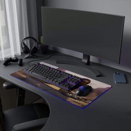 Quiet RGB Mouse Pad – Metal Gear Solid Illuminated Desk Mat, Tactical Gamer Setup with tactical heroine artwork, RGB edge lighting, extended desk mat
